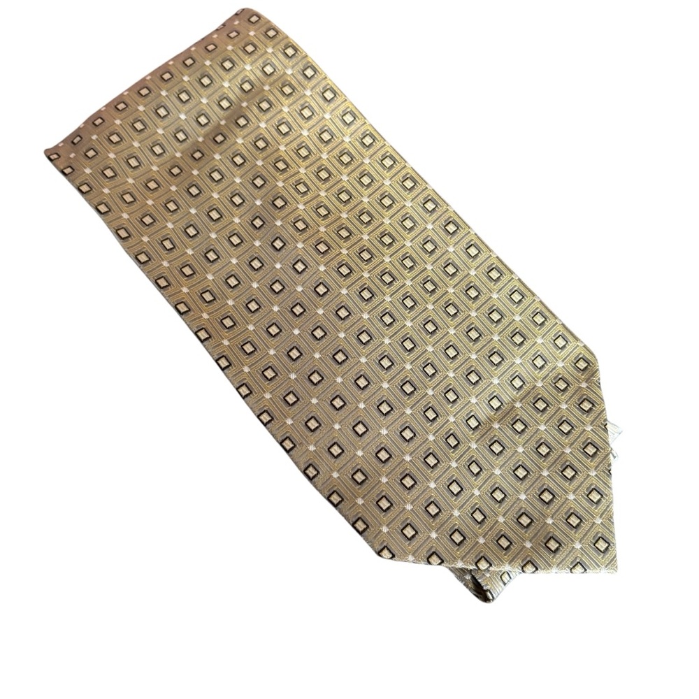 Men's Di‎ Moggio Gold & Gray Geometric Tie 60" x 4" 100% Silk Necktie Standard